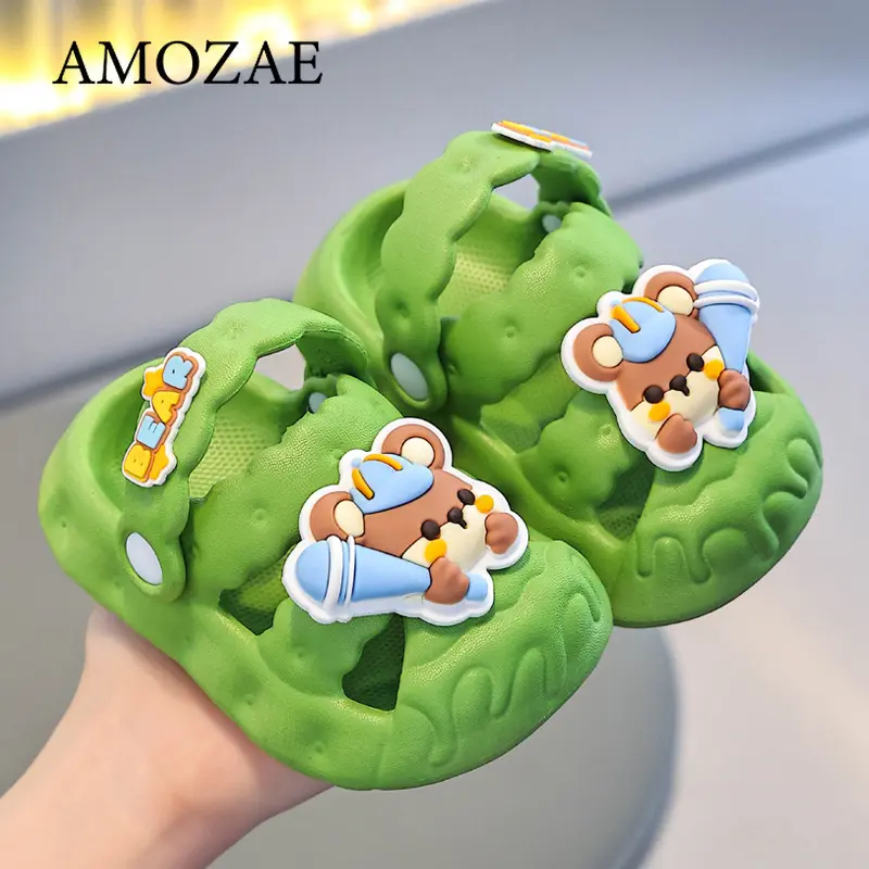 summer Kids Shoes Girls Soft Sole Clogs For Baby Breathable Non-slip Indoor Outdoor Beach Sandals Cute Rabbit Beach Sandals