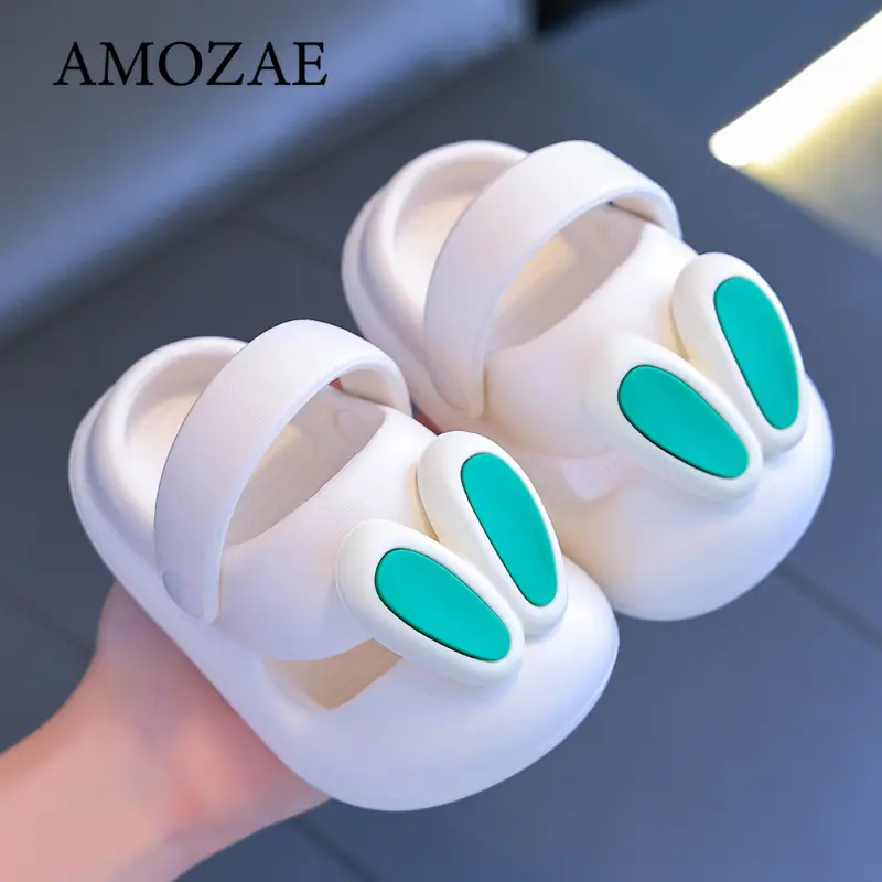 New Summer Children Sandals Kids Cartoon Rabbit Slippers Toddler Boys Girls Soft Sole Shoes Anti-Slip Indoor Bathing Slippers