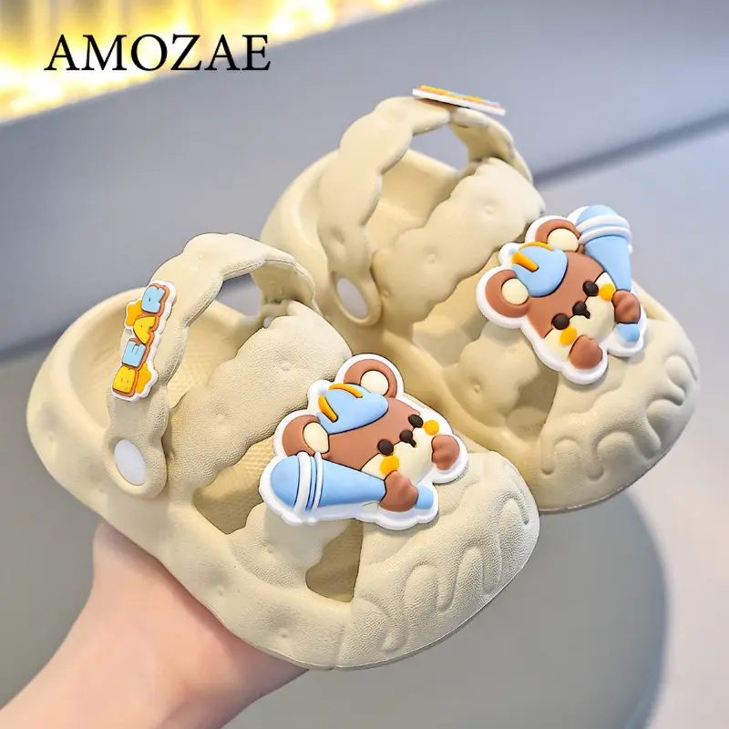 summer Kids Shoes Girls Soft Sole Clogs For Baby Breathable Non-slip Indoor Outdoor Beach Sandals Cute Rabbit Beach Sandals