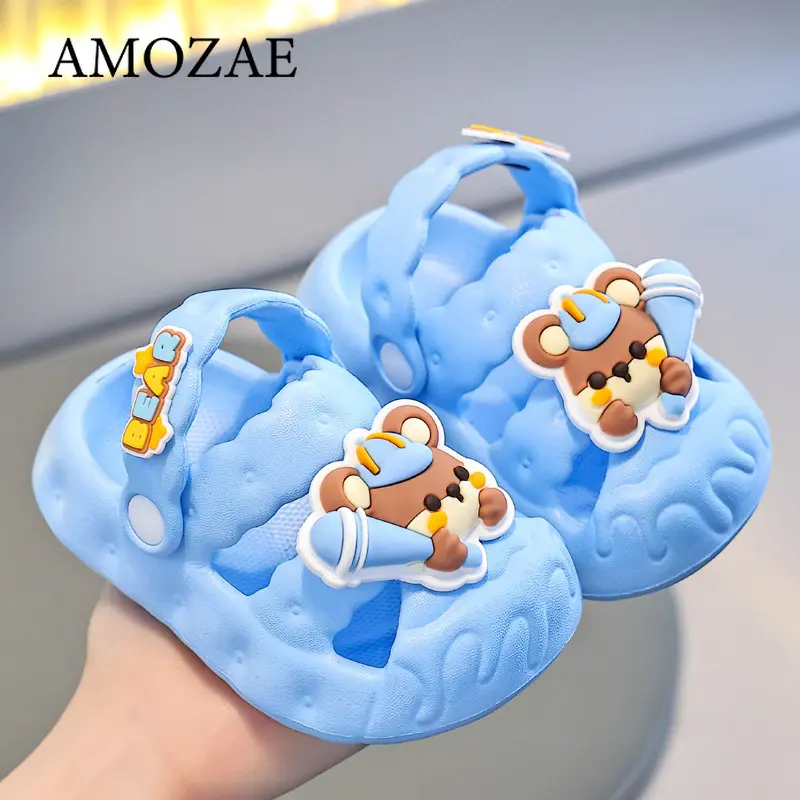 summer Kids Shoes Girls Soft Sole Clogs For Baby Breathable Non-slip Indoor Outdoor Beach Sandals Cute Rabbit Beach Sandals