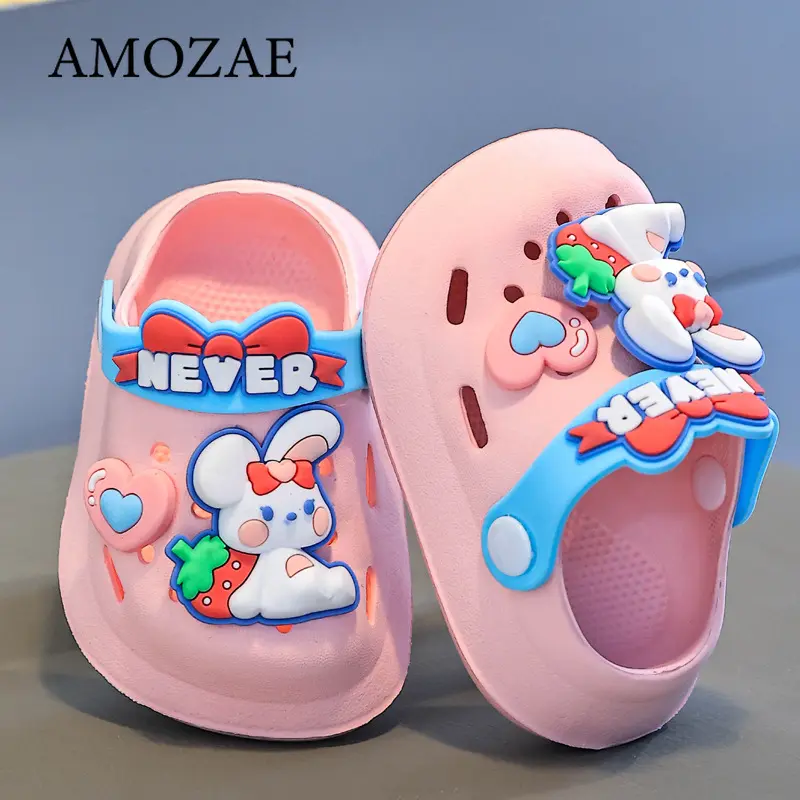 Boys&Girls Summer Sandals Children Soft Sole Garden Clogs Indoor Slippers Kids Lightweight Breathable Cute Cartoon Shoes