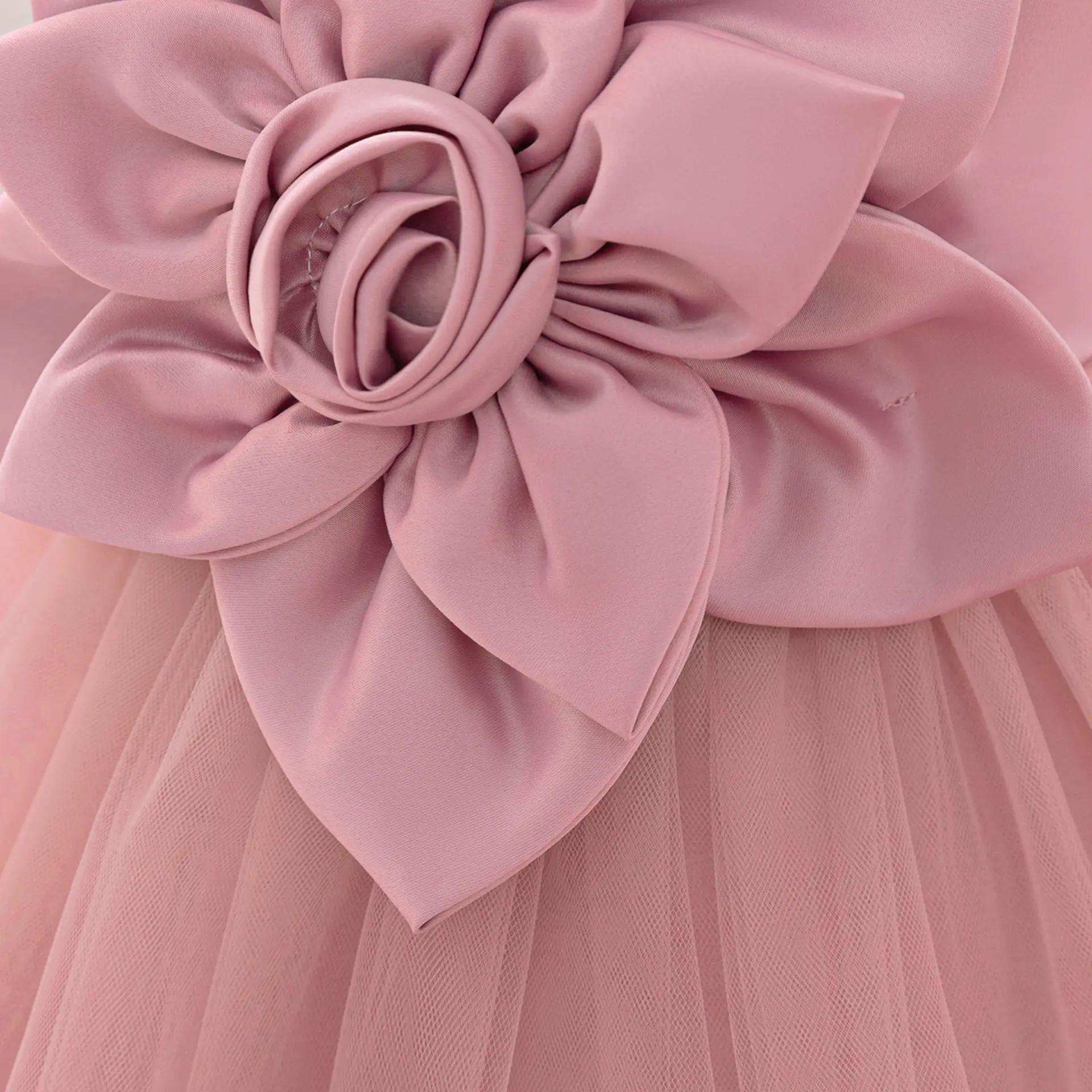 Newborn Baby Baptism Princess Dress 3D Flower Girls Tulle 1 Yrs Birthday Wedding Dresses for Kids Bow Bridemaid Evening Costume