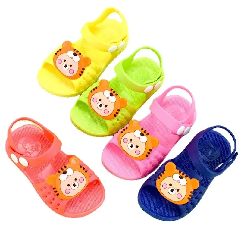 PVC Summer Kids Sandals Hole Children's Shoes Slippers Anti-Skid Cartoon DIY Design Hole Baby Shoes Sandy Beach For Boys Girls