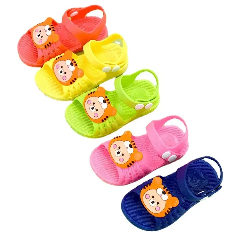 PVC Summer Kids Sandals Hole Children's Shoes Slippers Anti-Skid Cartoon DIY Design Hole Baby Shoes Sandy Beach For Boys Girls