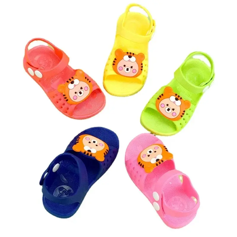 PVC Summer Kids Sandals Hole Children's Shoes Slippers Anti-Skid Cartoon DIY Design Hole Baby Shoes Sandy Beach For Boys Girls