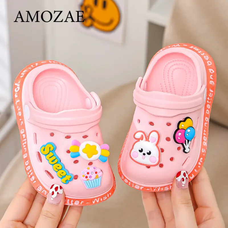Cartoon Bear Kids Slippers Summer Rabbit Animal Slippers For Boys Girls EVA Waterproof Soft Toddler Kids Beach Slippers