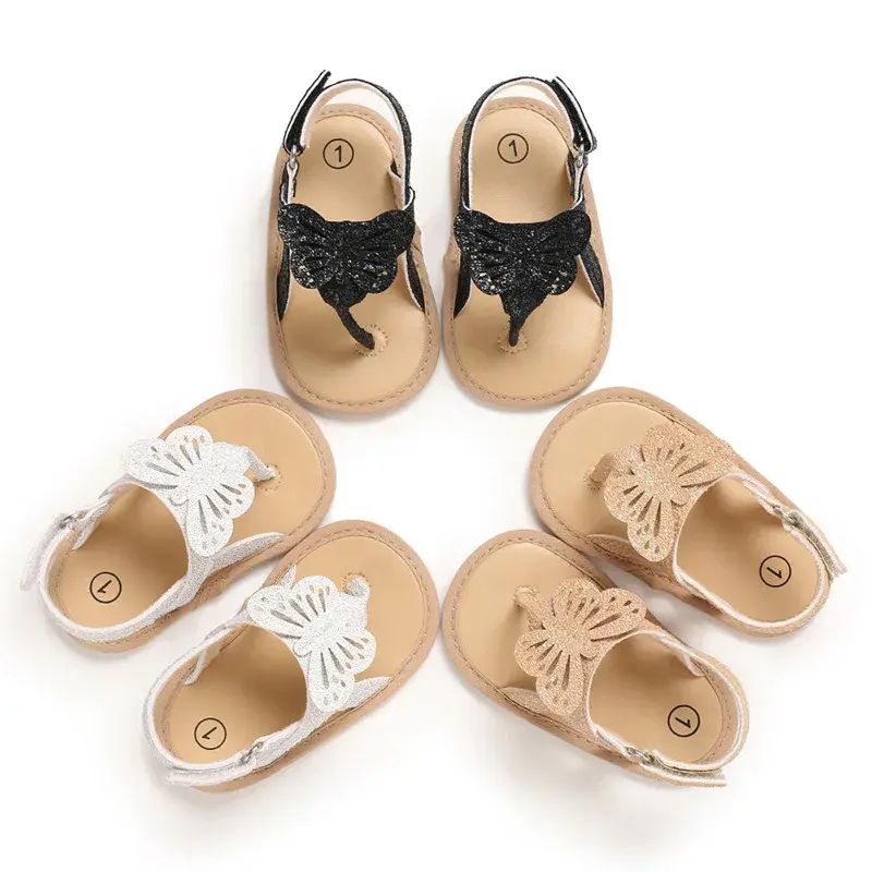Baby Shoes Girl Cute Shiny PU Bow Summer Kids Sandals Soft Sole Anti Slip First Walkers All Seasons