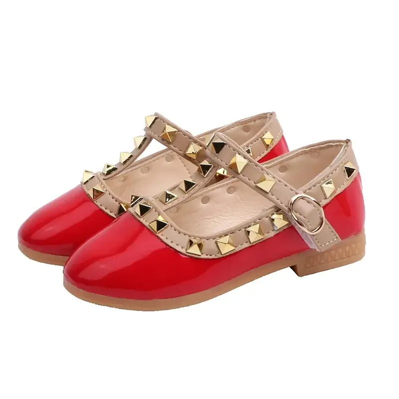 Children Casual Shoes Girls Spring Autumn Leather Shoes Fashion Rivet Princess Baby Shoes Kids Girls Sandals