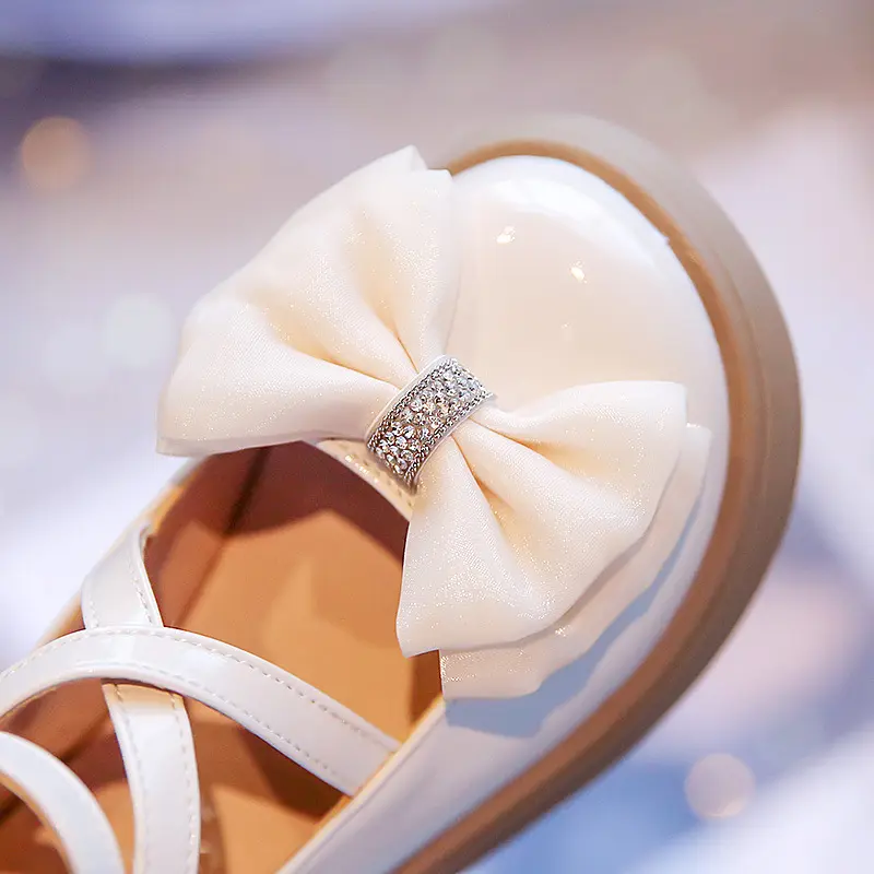 2025 Girls Children Leather Autumn Butterfly Bow Fashion Sweet Lolita Princess College Style Black Student Single Shoes