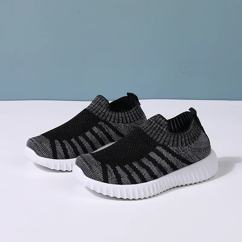 Children Knitted Sport Sneakers Breathable Slip On Running Shoes for Boys Girls Unisex Outdoor Tennis Flat Athletic Footwear