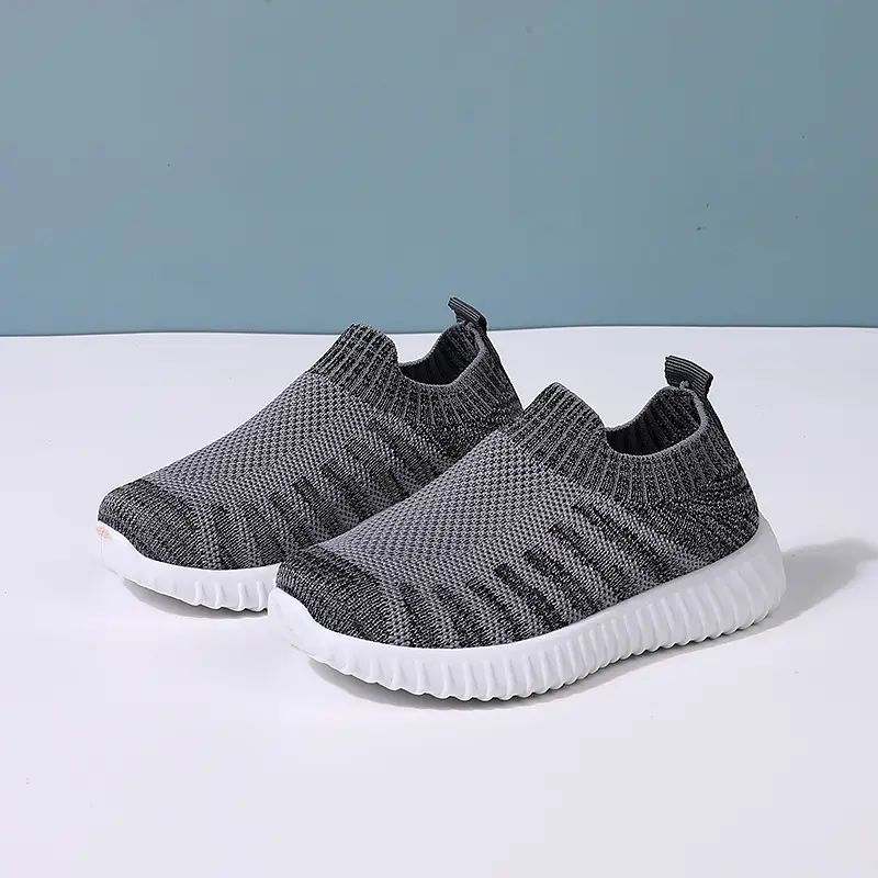 Children Knitted Sport Sneakers Breathable Slip On Running Shoes for Boys Girls Unisex Outdoor Tennis Flat Athletic Footwear