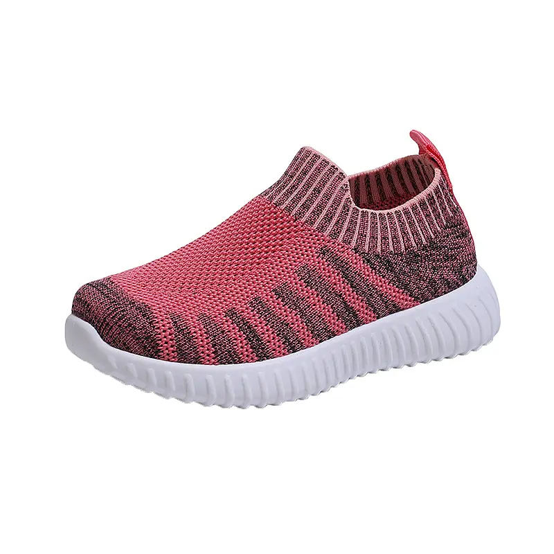 Children Knitted Sport Sneakers Breathable Slip On Running Shoes for Boys Girls Unisex Outdoor Tennis Flat Athletic Footwear
