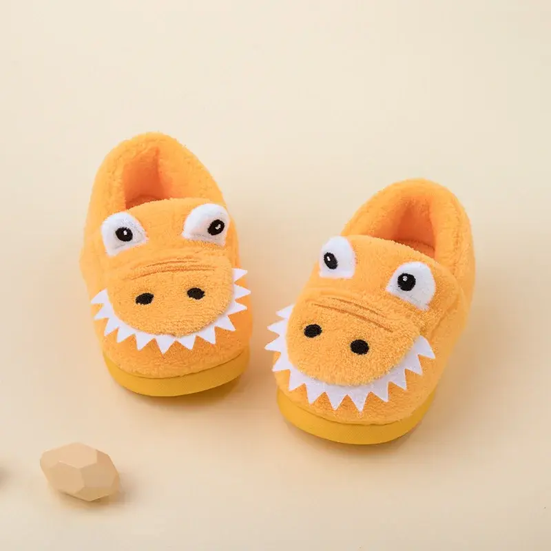 New Children's Cartoon Animals Wrap Plush Slippers Soft Sole Non-slip Winter Warm Baby Boys Girls Indoor Home Cotton Shoes