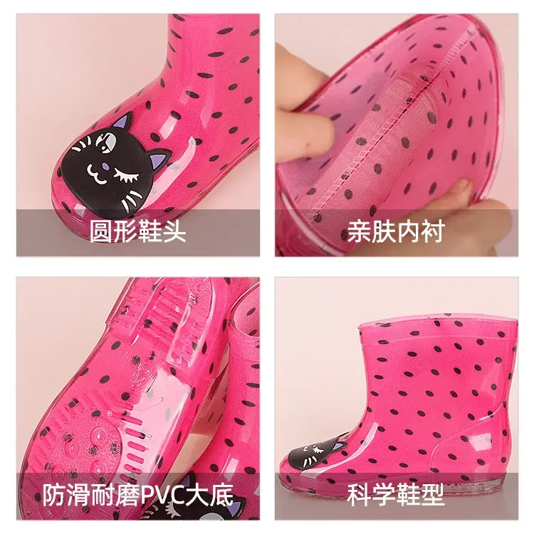 Fashionable Children's Rain Shoes Warm Cotton Anti-Slip Universal Rain Boots Baby Boy Girl Cute Cartoon Warm For Kids