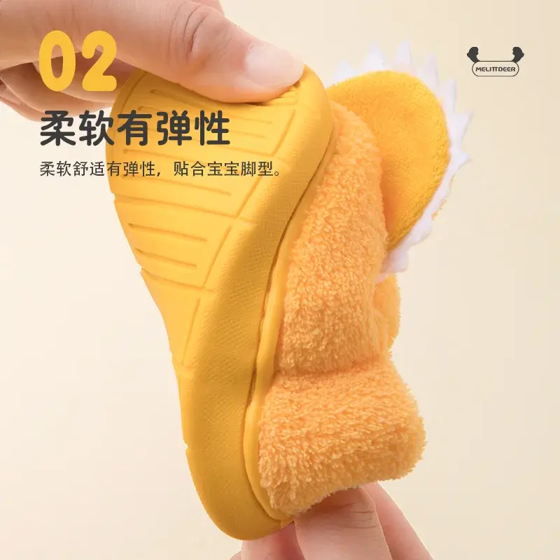 New Children's Cartoon Animals Wrap Plush Slippers Soft Sole Non-slip Winter Warm Baby Boys Girls Indoor Home Cotton Shoes