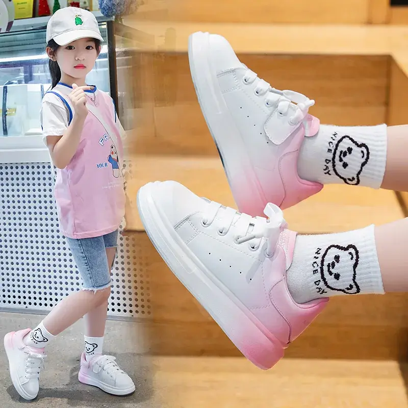 Kids Spring Autumn Classic Running Tennis Shoes Non-slip Leather Casual Sneakers for Boys Girls School Fashion Daily Walking