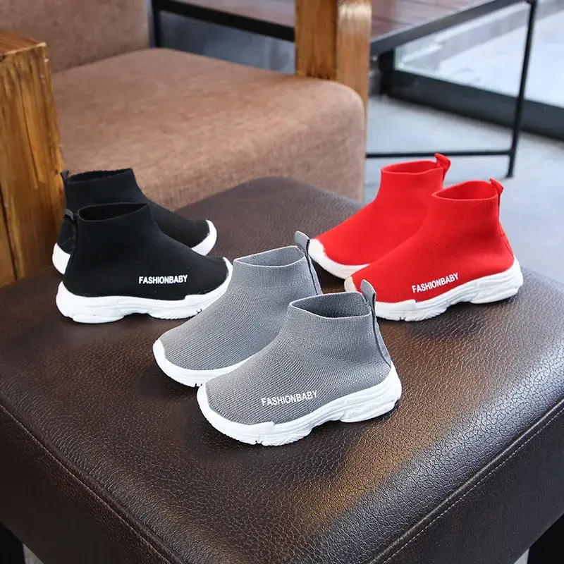 New Children's Casual Shoes Student Button Children's Shoes Mesh Breathable Sneaker Lightweight Non-Slip Running Shoes
