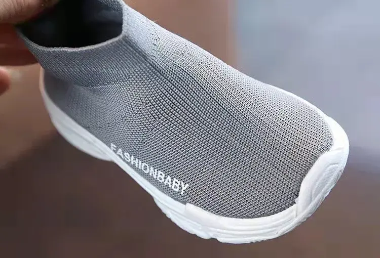 New Children's Casual Shoes Student Button Children's Shoes Mesh Breathable Sneaker Lightweight Non-Slip Running Shoes