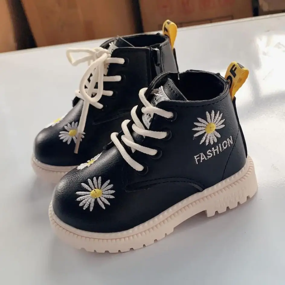 Spring Children New Kids Fashion Embroidery Cherry Short Boots Korean Style Girls Versatile Soft Sole Child Casual Boots
