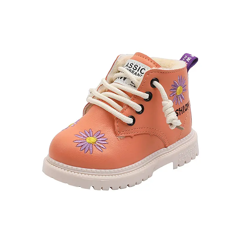 Spring Children New Kids Fashion Embroidery Cherry Short Boots Korean Style Girls Versatile Soft Sole Child Casual Boots