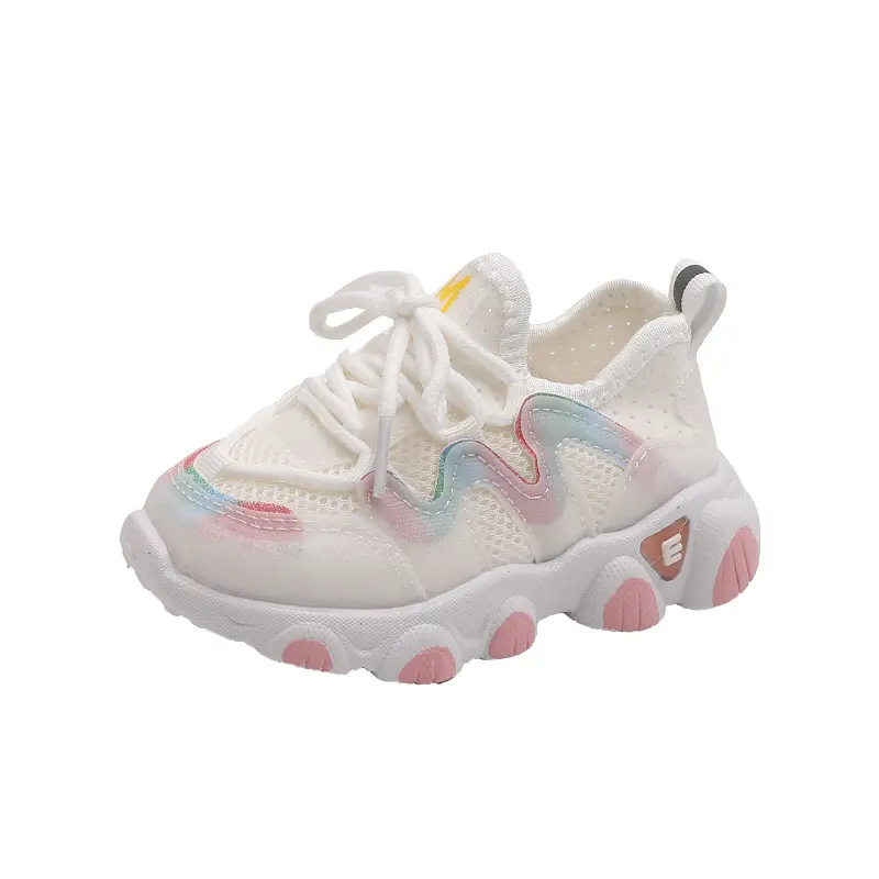 Children Breathable Kids Running Shoes Mesh Upper Stretch Fabric Toddler Sports Sneakers for Boys and Girls Summer Fashion