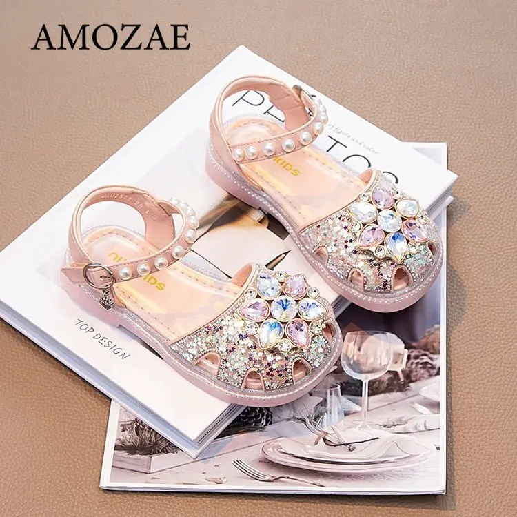 Children Leather Shoes for Girls Summer Autumn New Fashion Soft Sole Comfortable Princess Rhinestone Loafer