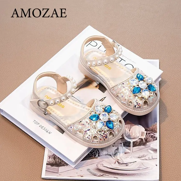 Children Leather Shoes for Girls Summer Autumn New Fashion Soft Sole Comfortable Princess Rhinestone Loafer