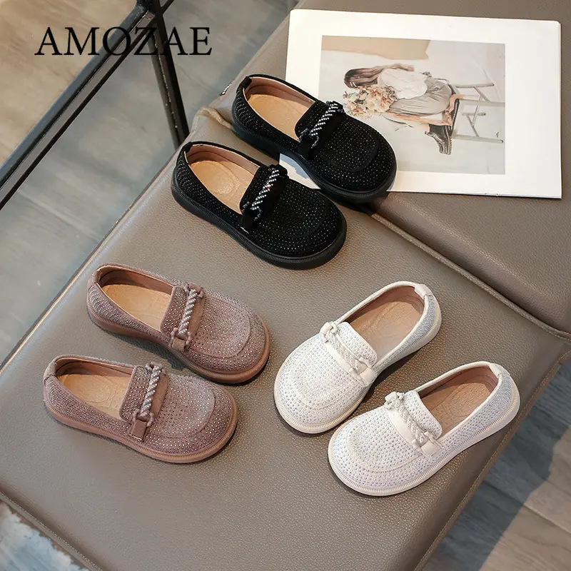 Princess Style Shiny Diamond Children's Single Shoes Soft Bottom Kids' Footwear Fashionable Korean Version Autumn New Arrival