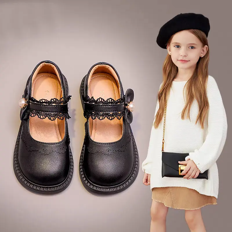 Children Princess Shoes for Girls Simple Design Spring Summer New Style Children's Footwear Rubber Upper Material