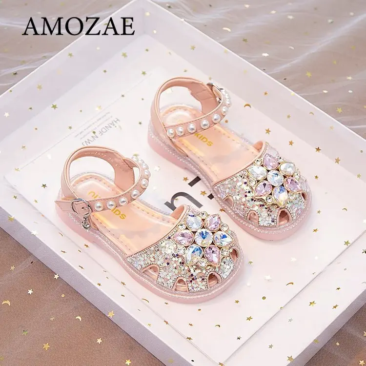 Children Leather Shoes for Girls Summer Autumn New Fashion Soft Sole Comfortable Princess Rhinestone Loafer