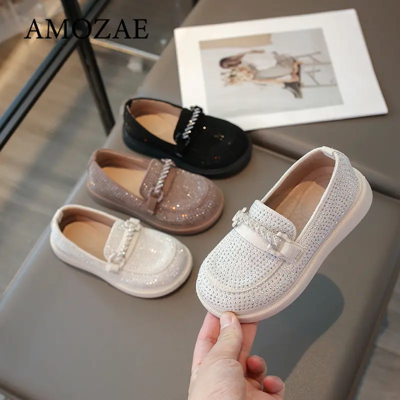 Princess Style Shiny Diamond Children's Single Shoes Soft Bottom Kids' Footwear Fashionable Korean Version Autumn New Arrival