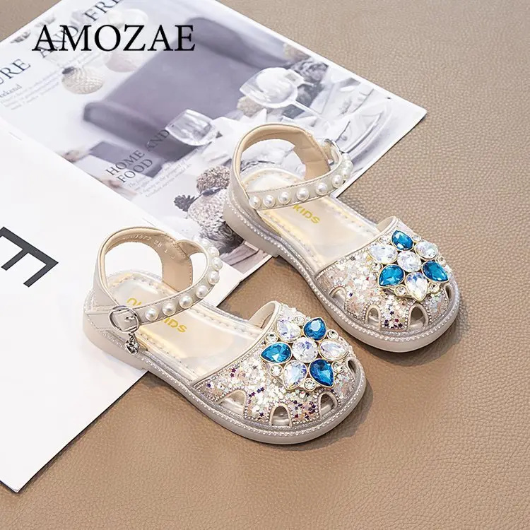 Children Leather Shoes for Girls Summer Autumn New Fashion Soft Sole Comfortable Princess Rhinestone Loafer