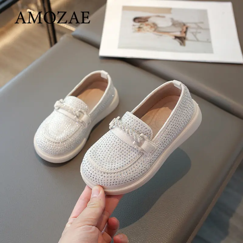 Princess Style Shiny Diamond Children's Single Shoes Soft Bottom Kids' Footwear Fashionable Korean Version Autumn New Arrival