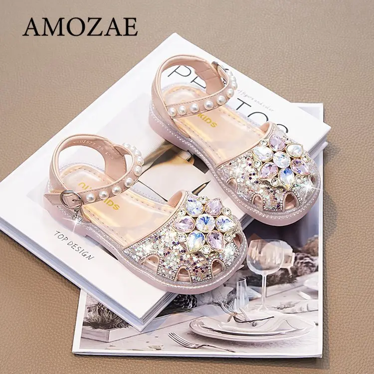 Children Leather Shoes for Girls Summer Autumn New Fashion Soft Sole Comfortable Princess Rhinestone Loafer