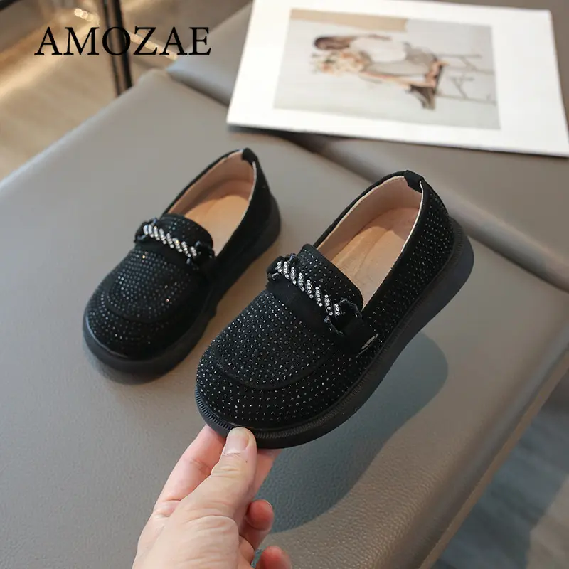 Princess Style Shiny Diamond Children's Single Shoes Soft Bottom Kids' Footwear Fashionable Korean Version Autumn New Arrival