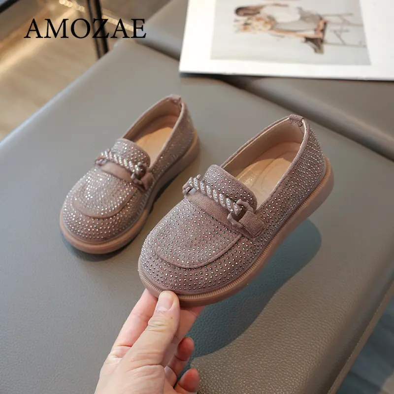 Princess Style Shiny Diamond Children's Single Shoes Soft Bottom Kids' Footwear Fashionable Korean Version Autumn New Arrival