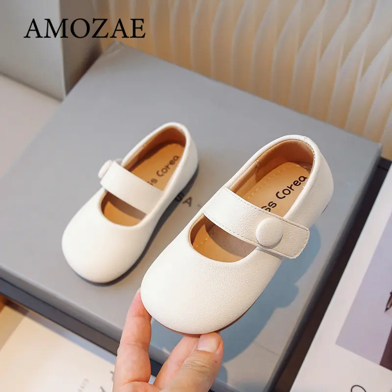 Girls Leather Shoes for Party Wedding Solid Color British Style Children Shallow Shoes Soft Sole Kids Princess Shoes