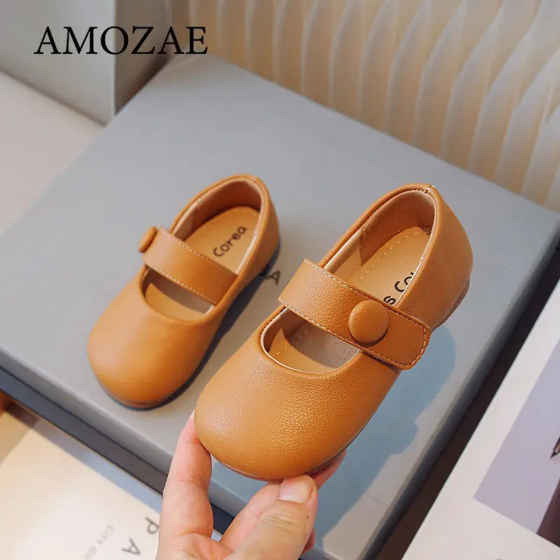 Girls Leather Shoes for Party Wedding Solid Color British Style Children Shallow Shoes Soft Sole Kids Princess Shoes
