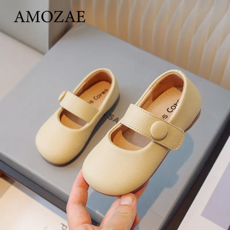 Girls Leather Shoes for Party Wedding Solid Color British Style Children Shallow Shoes Soft Sole Kids Princess Shoes