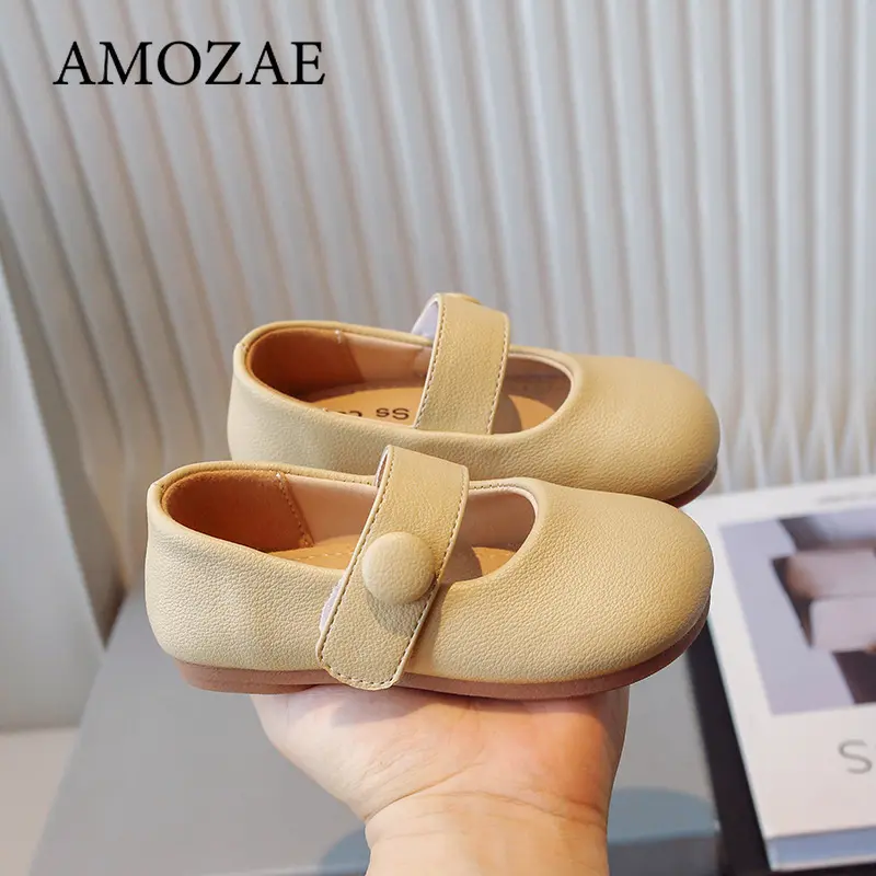 Girls Leather Shoes for Party Wedding Solid Color British Style Children Shallow Shoes Soft Sole Kids Princess Shoes