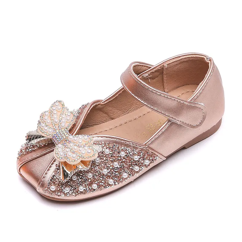 Children Girls Princess Shoes Glitter Party Wedding Shoes Fashion Rhinestone Toddlers Ballet Flats Causal Kids Leather Shoes