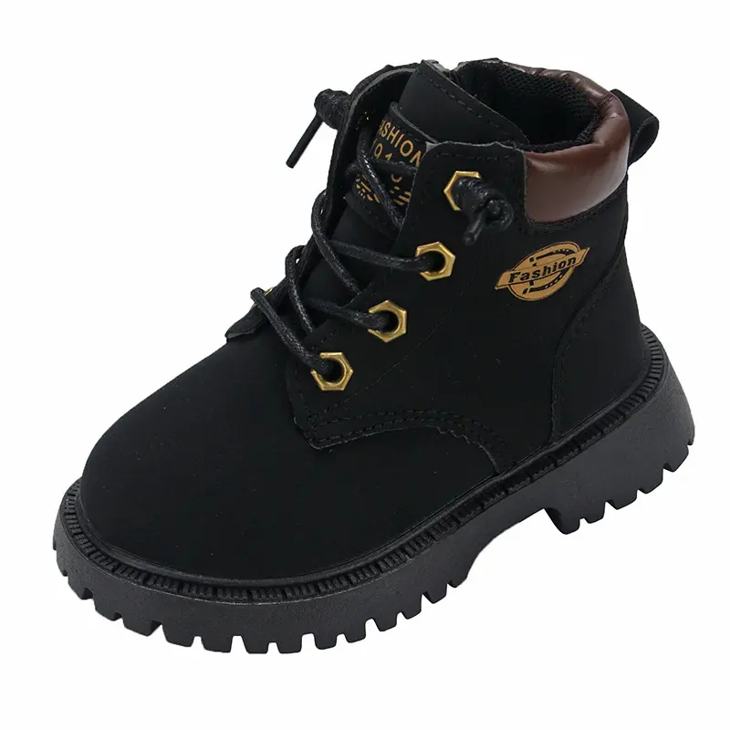 Spring Autumn Children Ankle Boots Winter Girls Boots Boys Plush Snow Motorcycle Lace-Up Rome Boots Kids Shoes