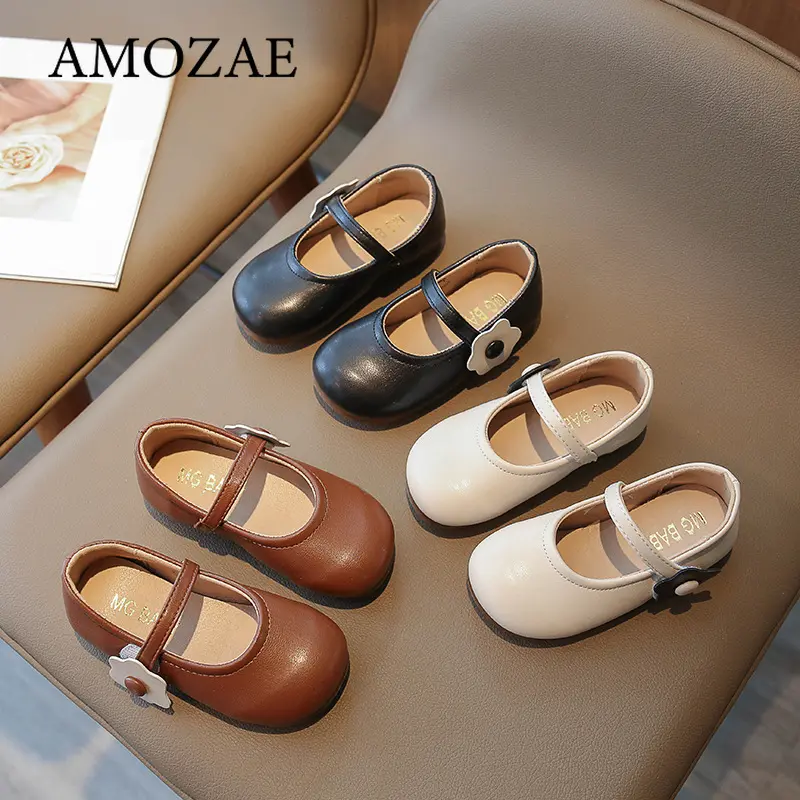 Girl's Princess Shoes Flower Cute Shallow Daily Kids Ballet Flats Three Colors Four Seasons Light PU Leather Children Shoe