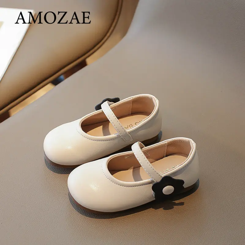 Girl's Princess Shoes Flower Cute Shallow Daily Kids Ballet Flats Three Colors Four Seasons Light PU Leather Children Shoe