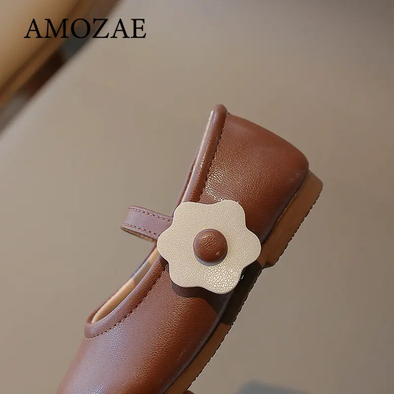 Girl's Princess Shoes Flower Cute Shallow Daily Kids Ballet Flats Three Colors Four Seasons Light PU Leather Children Shoe