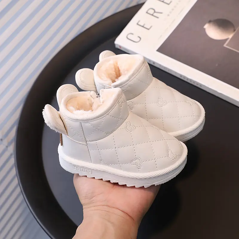 Children Snow Boots Concise Style Plush Chunky Winter Kids Short Boot Solid Color Slip-on Unisex Classic Boys Girls Shoes