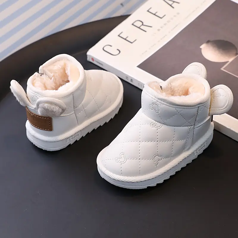 Children Snow Boots Concise Style Plush Chunky Winter Kids Short Boot Solid Color Slip-on Unisex Classic Boys Girls Shoes