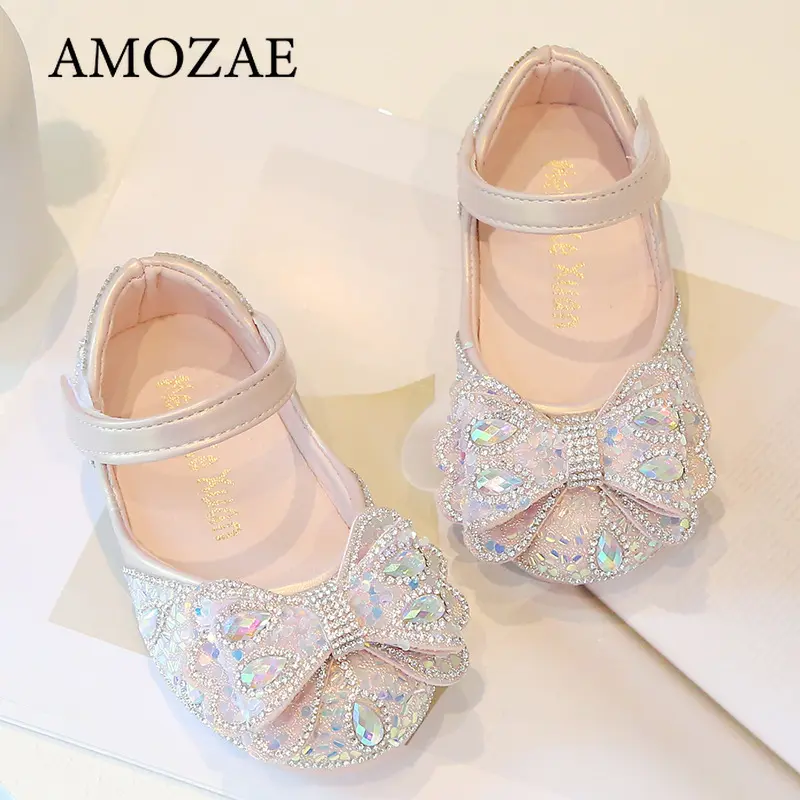 Children's Princess Shoes Bowknot Glimmer Glitter Children Dance Ballet Flat Elegant Toddler Kids Non-slip Party Mary Jane Shoes