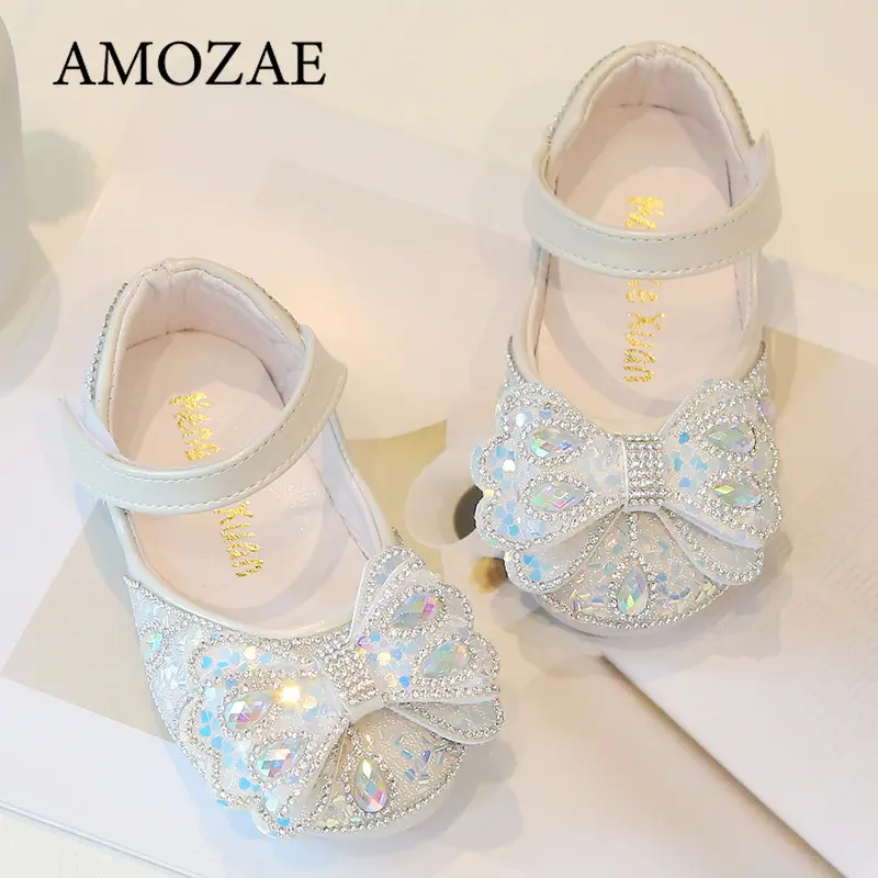 Children's Princess Shoes Bowknot Glimmer Glitter Children Dance Ballet Flat Elegant Toddler Kids Non-slip Party Mary Jane Shoes