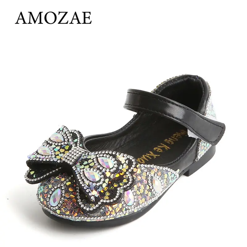 Children's Princess Shoes Bowknot Glimmer Glitter Children Dance Ballet Flat Elegant Toddler Kids Non-slip Party Mary Jane Shoes